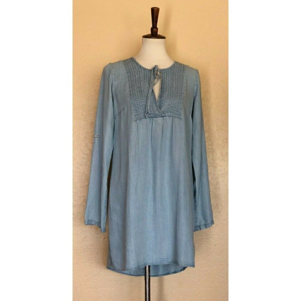 Love Stitch Womens Blue Tencel Pintuck Dress M